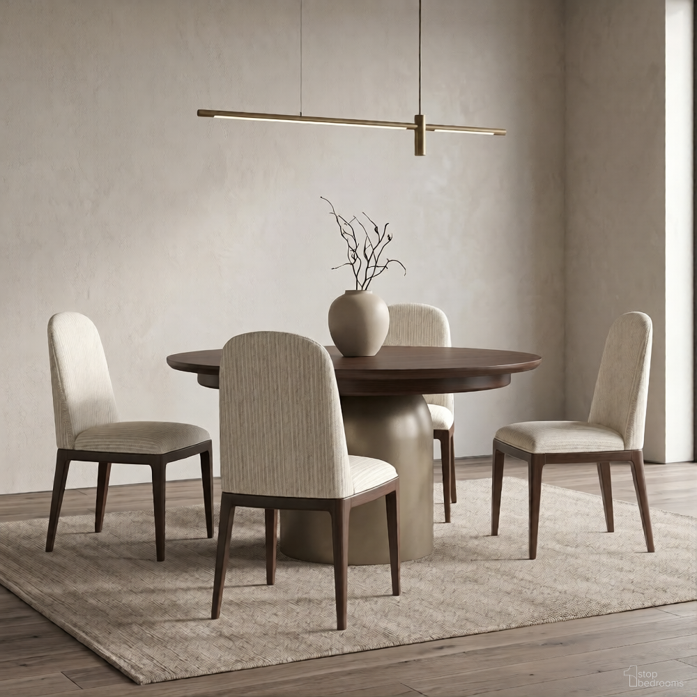 Verge Round Dining Room Set In Brown and Bronze