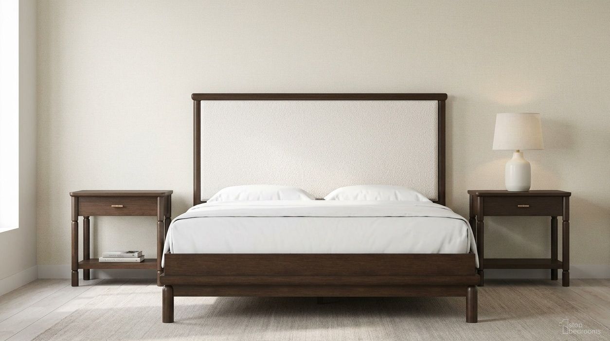 Verge Upholstered Bedroom Set In Brown and Walnut