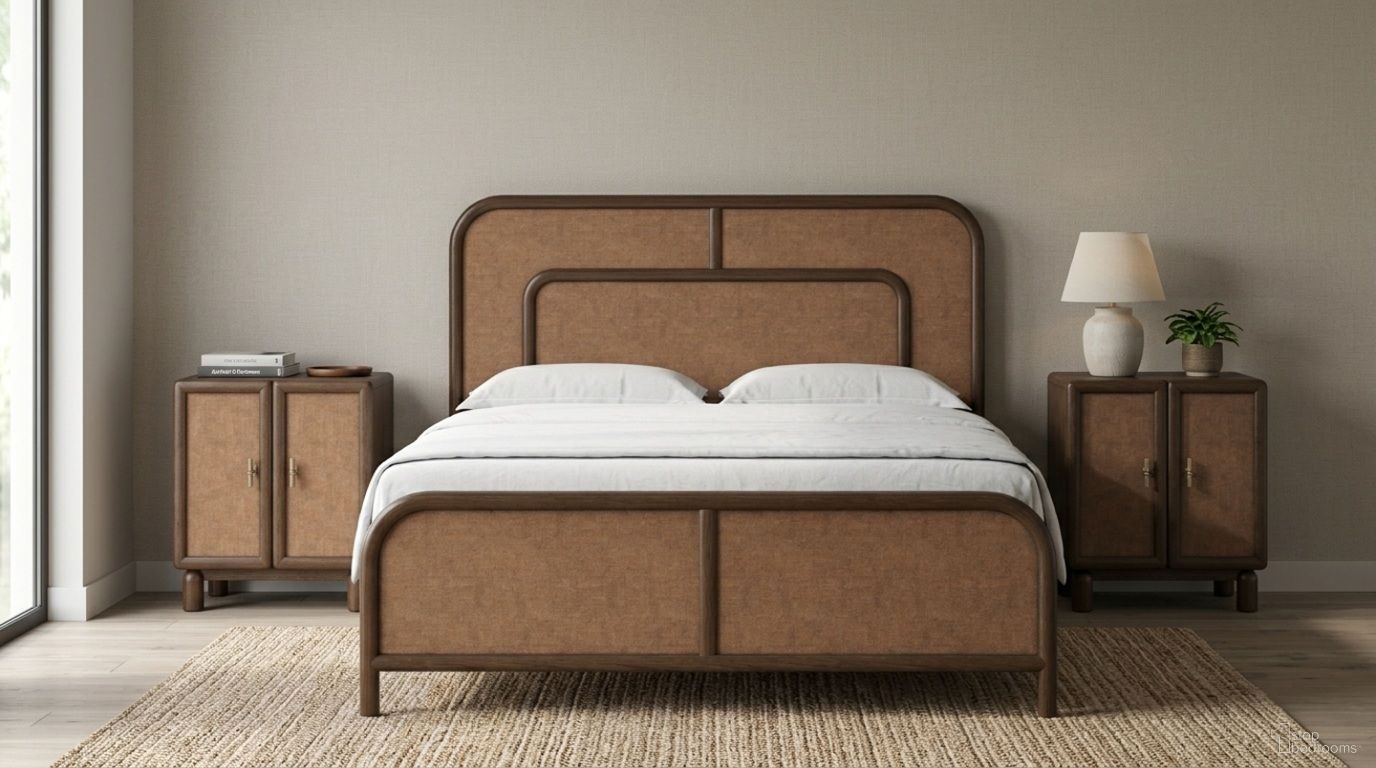 Verge Woven Bedroom Set In Brown and Walnut