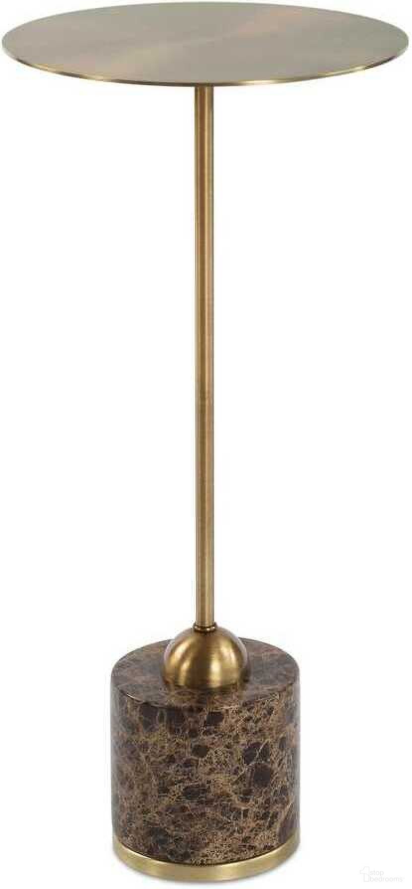 The appearance of Verlin Brass Drink Table In Black designed by Uttermost in the modern / contemporary interior design. This black piece of furniture  was selected by 1StopBedrooms from Verlin Collection to add a touch of cosiness and style into your home. Sku: 50185. Material: Marble.