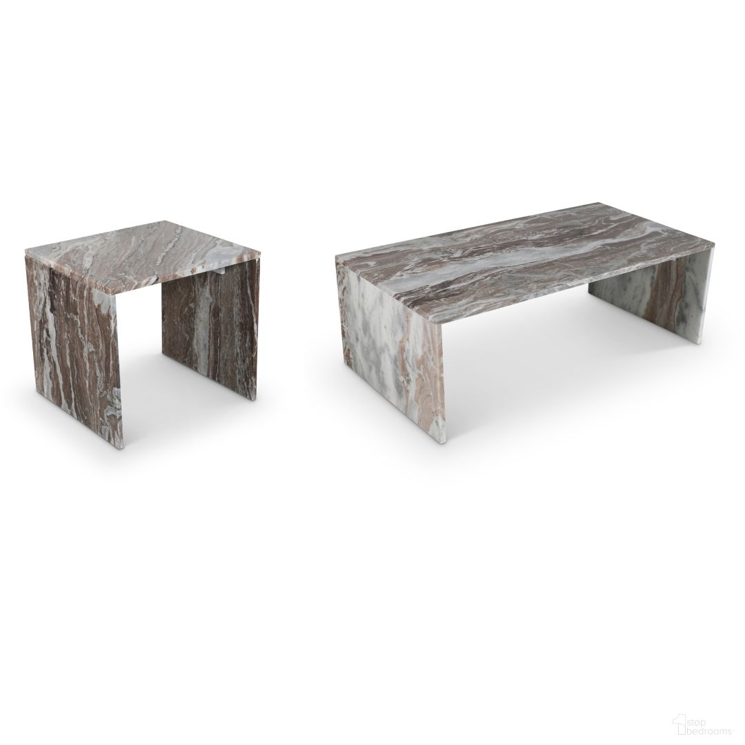 Vernazza Marble Occasional Table Set In Brown