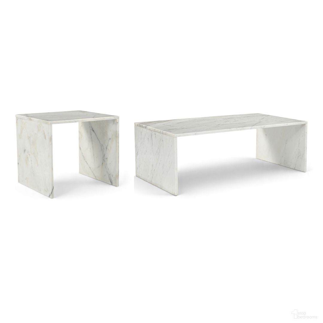 Vernazza Marble Occasional Table Set In White