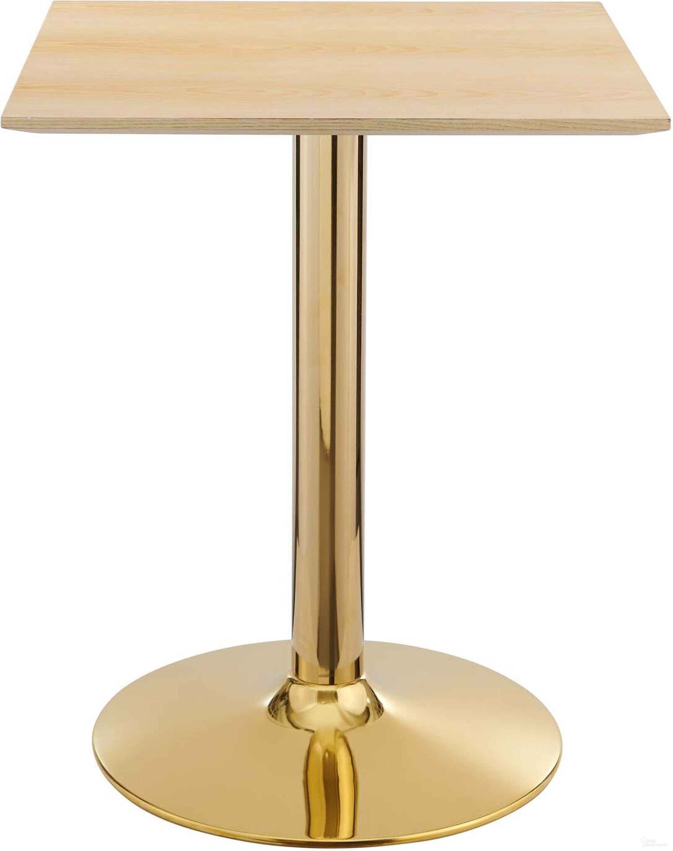 The appearance of Verne 24 Inch Square Dining Table In Gold/Natural designed by Modway in the modern / contemporary interior design. This gold natural piece of furniture  was selected by 1StopBedrooms from Verne Collection to add a touch of cosiness and style into your home. Sku: EEI-4056-NAT-TOP;EEI-4072-GLD-BASE. Table Base Style: Pedestal. Table Top Shape: Square. Material: MDF. Size: 24" x 24".