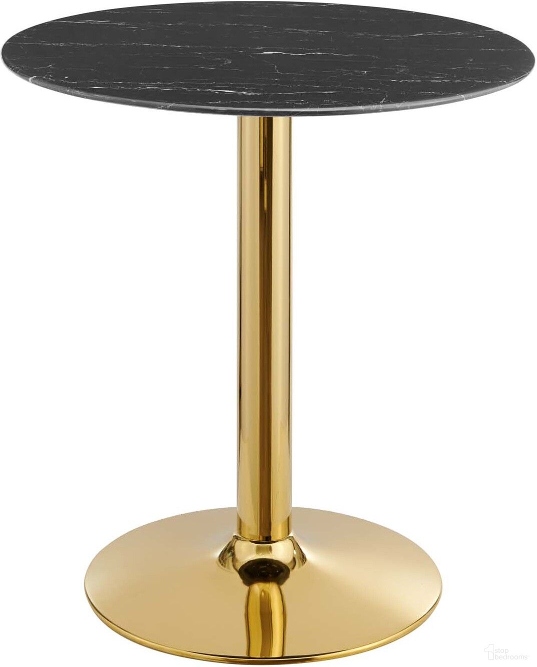 The appearance of Verne 28 Inch Artificial Marble Dining Table In Gold/Black designed by Modway in the modern / contemporary interior design. This gold black piece of furniture  was selected by 1StopBedrooms from Verne Collection to add a touch of cosiness and style into your home. Sku: EEI-4061-BLK-TOP;EEI-4072-GLD-BASE. Table Base Style: Pedestal. Table Top Shape: Round. Material: Marble. Size: 28".