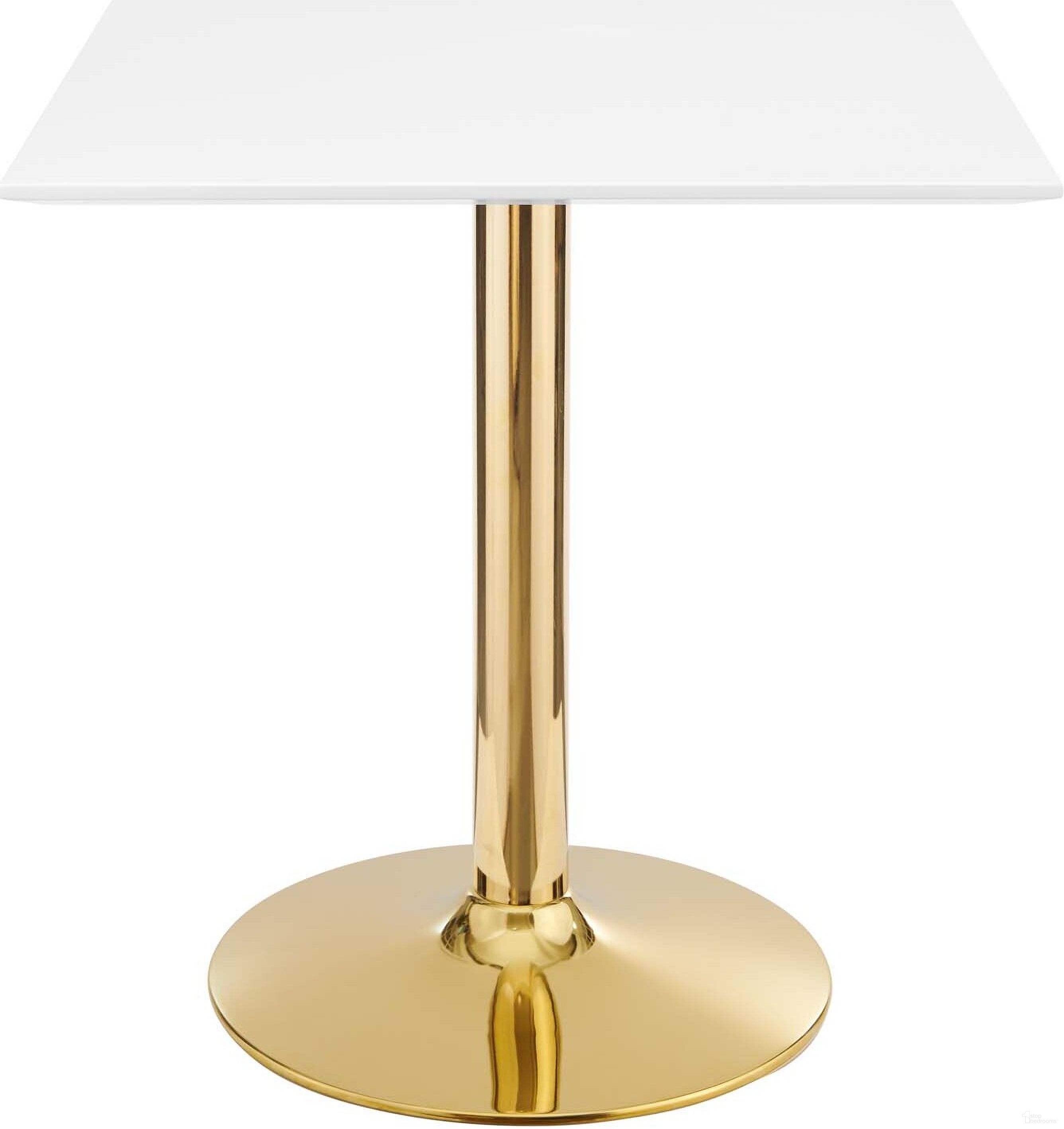 The appearance of Verne 28 Inch Square Dining Table In Gold/White designed by Modway in the modern / contemporary interior design. This gold white piece of furniture  was selected by 1StopBedrooms from Verne Collection to add a touch of cosiness and style into your home. Sku: EEI-1123-WHI-TOP;EEI-4072-GLD-BASE. Table Base Style: Pedestal. Table Top Shape: Square. Material: MDF. Size: 28" x 28".