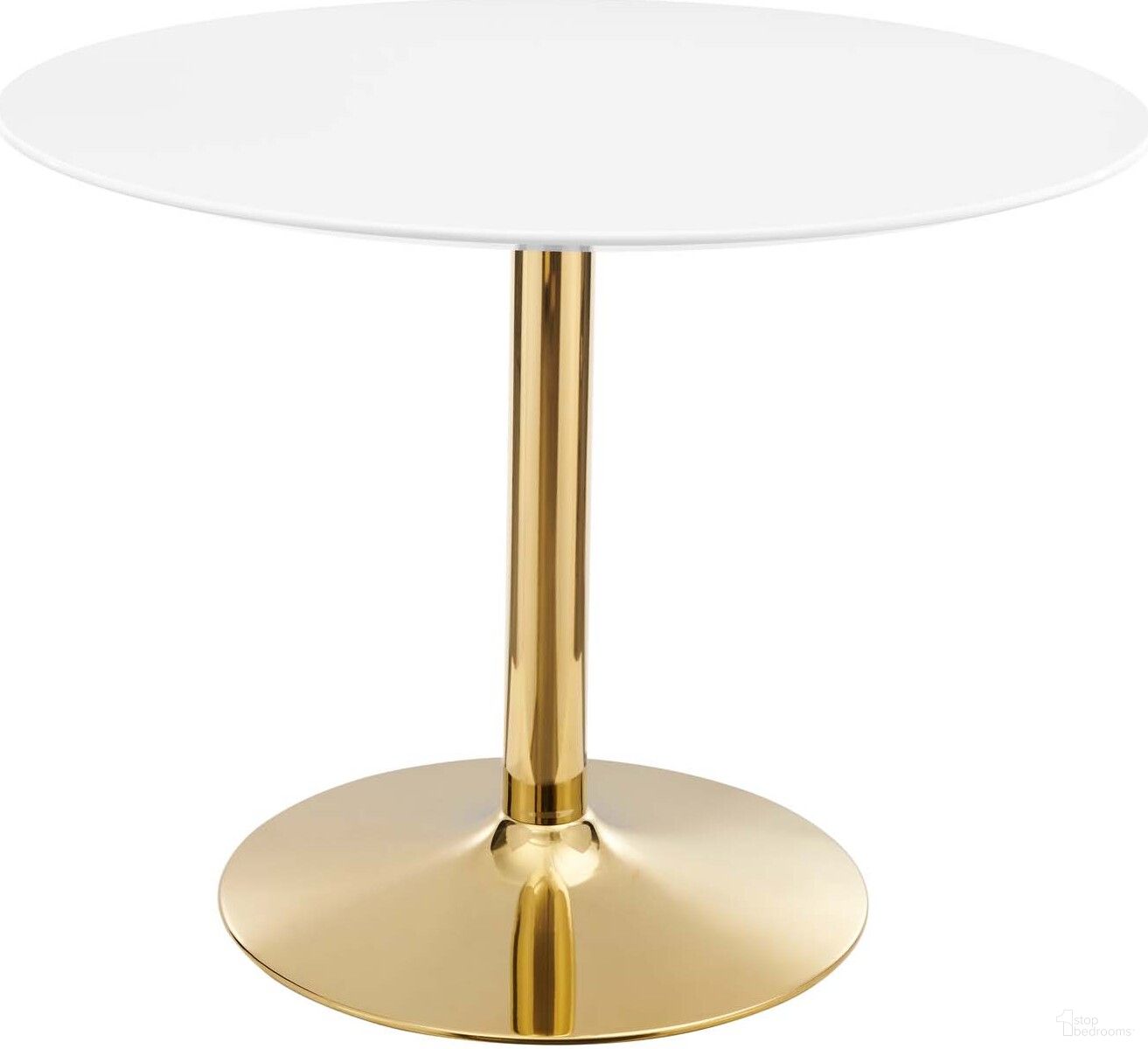 The appearance of Verne 40 Inch Dining Table EEI-4748-GLD-WHI designed by Modway in the modern / contemporary interior design. This gold white piece of furniture  was selected by 1StopBedrooms from Verne Collection to add a touch of cosiness and style into your home. Sku: EEI-1117-WHI-TOP;EEI-4073-GLD-BASE. Table Base Style: Pedestal. Table Top Shape: Round. Material: MDF. Size: 40".