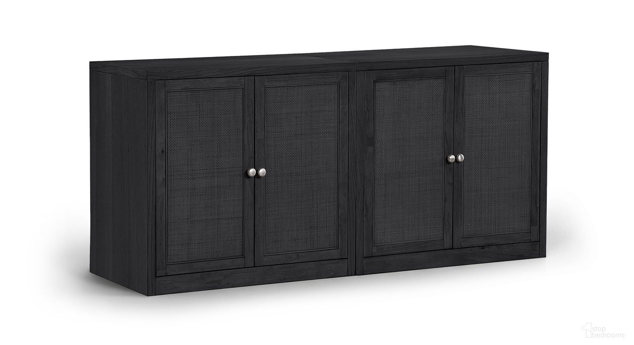 The appearance of Vero Solid Wood and Oak Veneer 2-Piece Sideboard In Black designed by Meridian in the modern / contemporary interior design. This black piece of furniture  was selected by 1StopBedrooms from Vero Collection to add a touch of cosiness and style into your home. Sku: 77052Black-T;77052Black-T. Material: Cane.