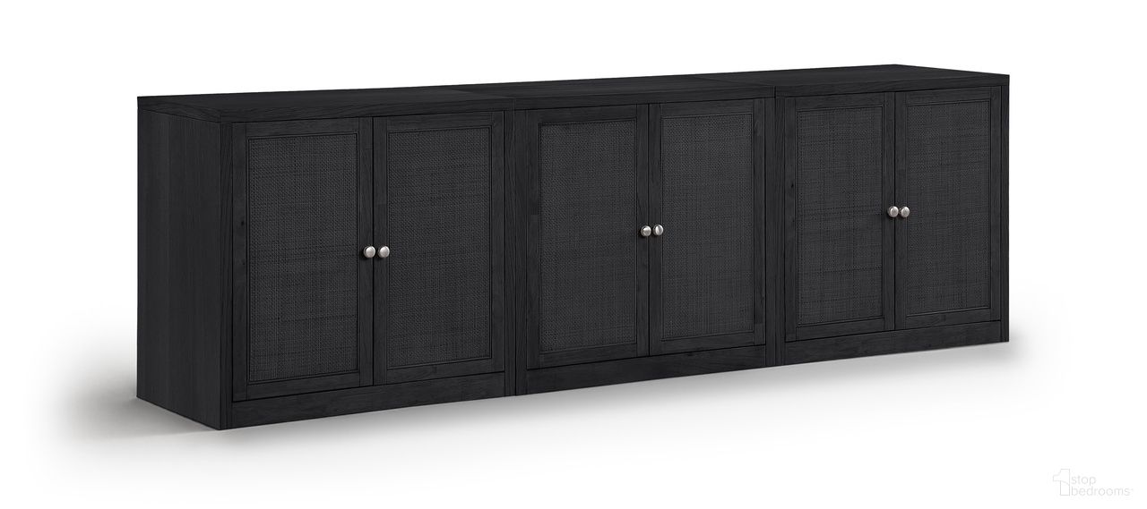 The appearance of Vero Solid Wood and Oak Veneer 3-Piece Sideboard In Black designed by Meridian in the modern / contemporary interior design. This black piece of furniture  was selected by 1StopBedrooms from Vero Collection to add a touch of cosiness and style into your home. Sku: 77052Black-T;77052Black-T;77052Black-T. Material: Cane.