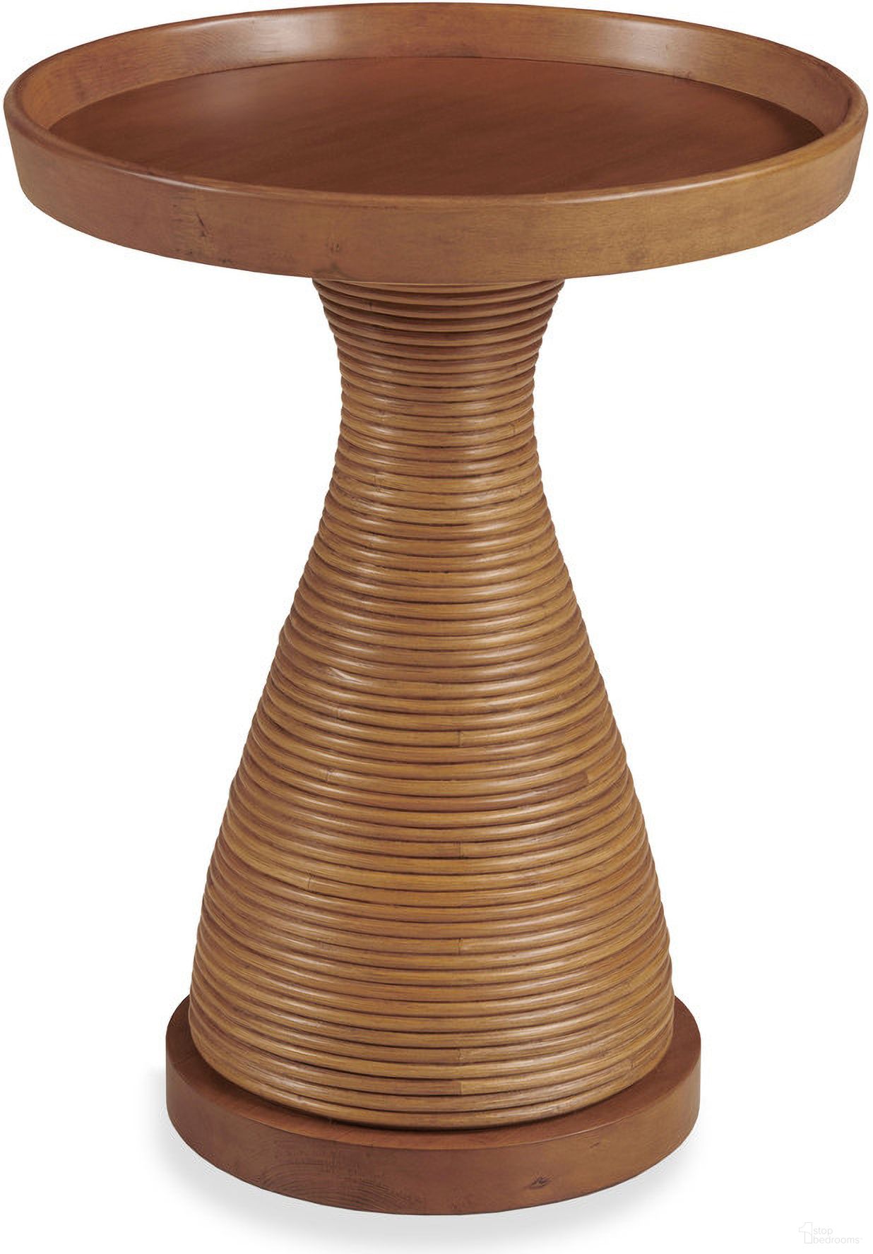 The appearance of Vero Spot Table In Brown and Tan designed by Century Furniture in the modern / contemporary interior design. This brown and tan piece of furniture  was selected by 1StopBedrooms from Curate Collection to add a touch of cosiness and style into your home. Sku: CT2126. Material: Rattan.