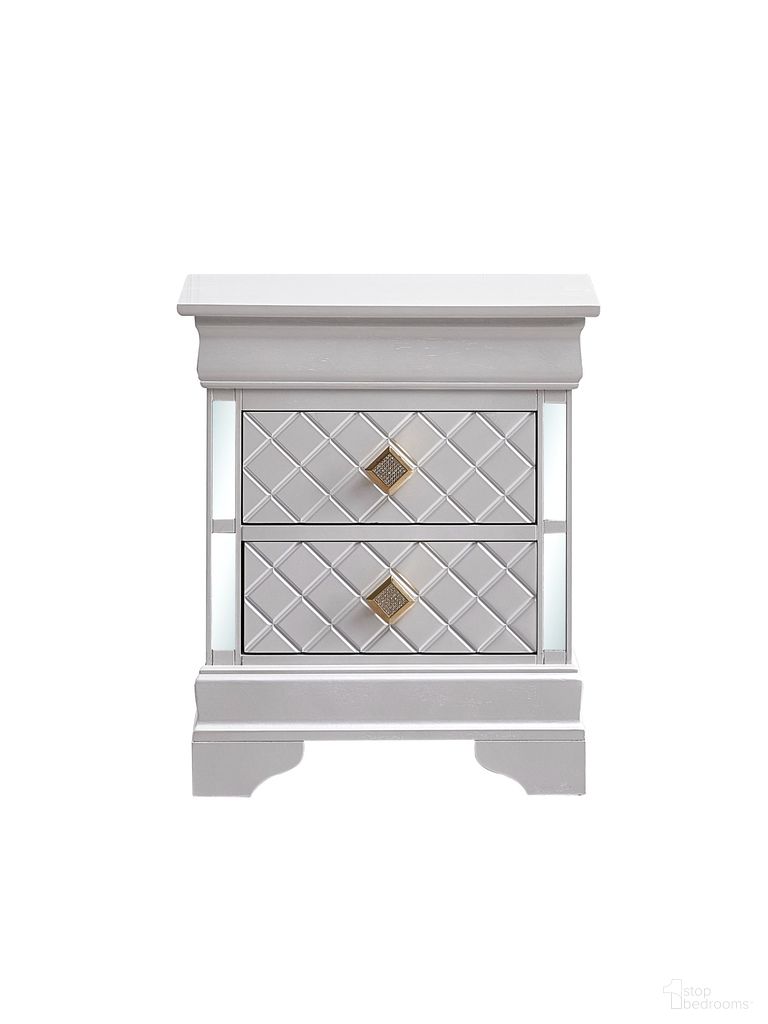 The appearance of Verona Nightstand In Pearl White designed by Glory in the modern / contemporary interior design. This pearl white piece of furniture  was selected by 1StopBedrooms from Verona Collection to add a touch of cosiness and style into your home. Sku: G6735-N. Material: Wood.