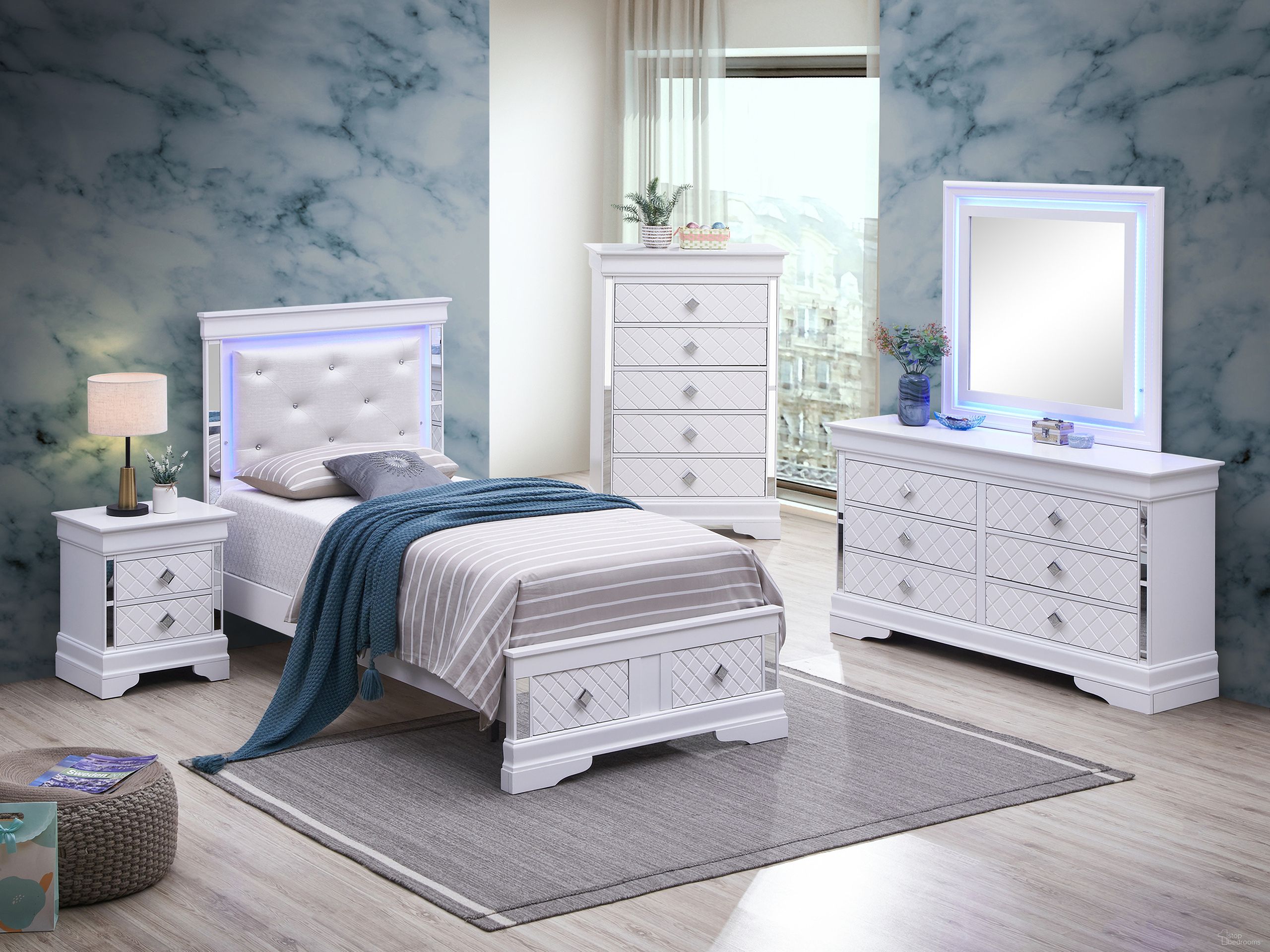 Verona Youth Storage Bedroom Set In White