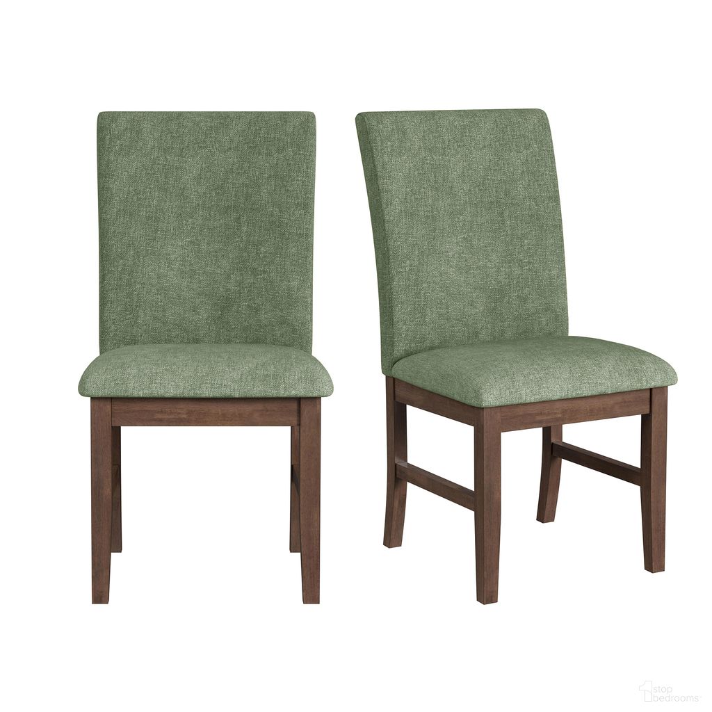 The appearance of Veronica Dining Side Chair with Fabric Set of 2 In Walnut In Avocado designed by Picket House in the transitional interior design. This walnut/avocado piece of furniture was selected by 1StopBedrooms from Veronica Collection to add a touch of cosiness and style into your home. Sku: D-16550-5-SCA. Material: Wood. Chair Type: Side Chair.