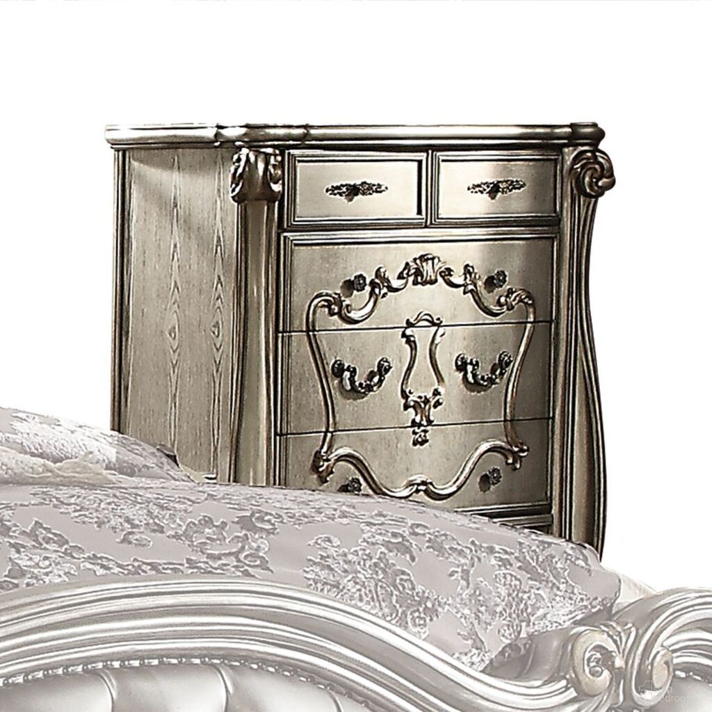 The appearance of Versailles Chest In Antique Platinum designed by ACME in the transitional interior design. This antique platinum piece of furniture was selected by 1StopBedrooms from Versailles Collection to add a touch of cosiness and style into your home. Sku: BD26846. Material: Wood.