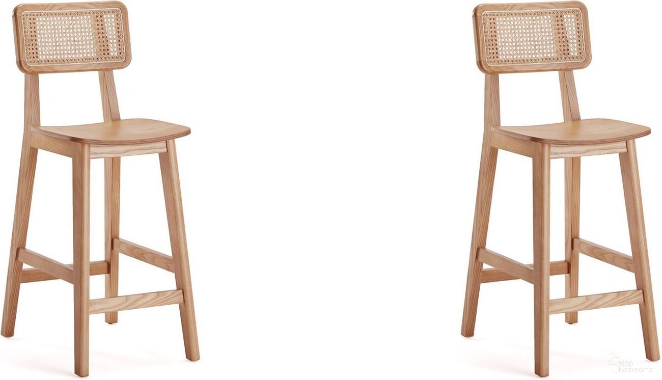 The appearance of Versailles Counter Stool In Nature Cane Set of 2 designed by Manhattan Comfort in the industrial interior design. This nature piece of furniture was selected by 1StopBedrooms from Versailles Collection to add a touch of cosiness and style into your home. Sku: CSCA01-NA;CSCA01-NA. Material: Wood.