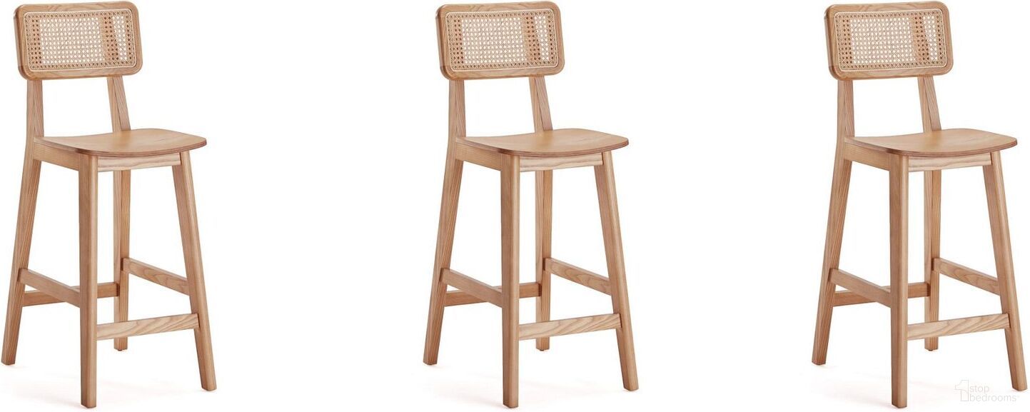 The appearance of Versailles Counter Stool In Nature Cane Set of 3 designed by Manhattan Comfort in the industrial interior design. This nature piece of furniture was selected by 1StopBedrooms from Versailles Collection to add a touch of cosiness and style into your home. Sku: CSCA01-NA;CSCA01-NA;CSCA01-NA. Material: Wood.