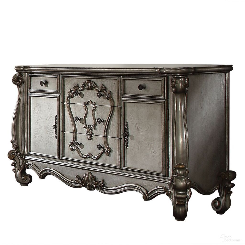 The appearance of Versailles Dresser In Antique Platinum designed by ACME in the transitional interior design. This antique platinum piece of furniture was selected by 1StopBedrooms from Versailles Collection to add a touch of cosiness and style into your home. Sku: BD26845. Material: Wood.