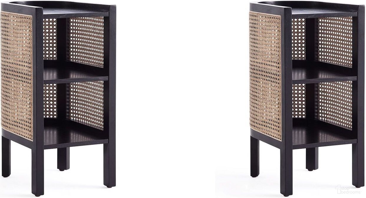The appearance of Versailles End Table In Black And Natural Cane Set of 2 designed by Manhattan Comfort in the industrial interior design. This black and natural piece of furniture was selected by 1StopBedrooms from Versailles Collection to add a touch of cosiness and style into your home. Sku: NSCA01-BK;NSCA01-BK. Material: Wood.