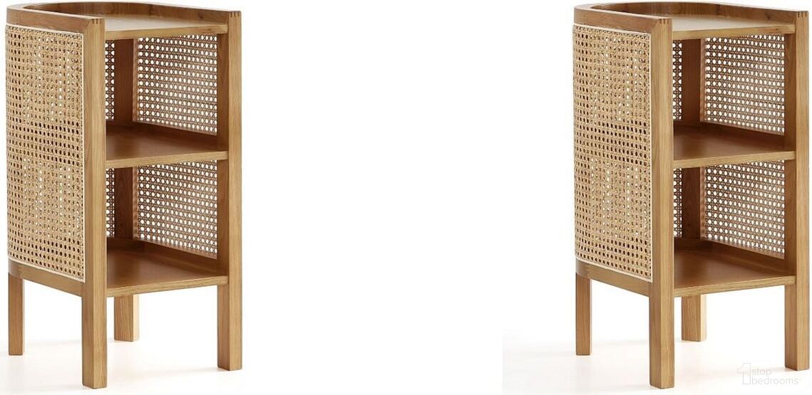 The appearance of Versailles End Table In Nature Cane Set of 2 designed by Manhattan Comfort in the industrial interior design. This nature piece of furniture  was selected by 1StopBedrooms from Versailles Collection to add a touch of cosiness and style into your home. Sku: NSCA01-NA;NSCA01-NA. Material: Wood.