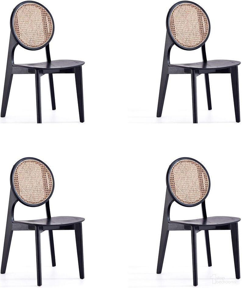 The appearance of Versailles Round Dining Chair In Black And Natural Cane Set of 4 designed by Manhattan Comfort in the industrial interior design. This black and natural piece of furniture was selected by 1StopBedrooms from Versailles Collection to add a touch of cosiness and style into your home. Sku: DCCA11-BK;DCCA11-BK. Material: Wood. Chair Type: Side Chair.