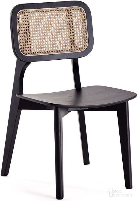 Versailles Square Dining Chair In Black And Natural Cane Set of 2