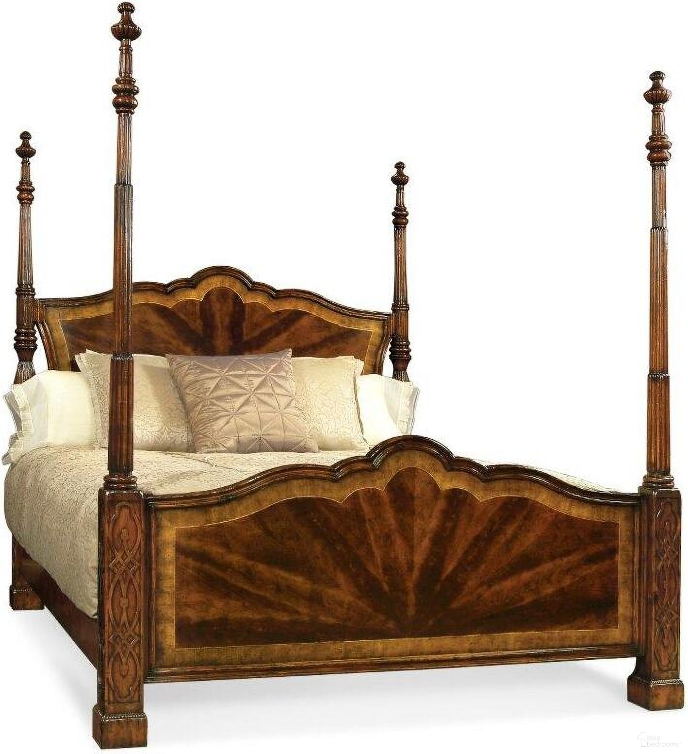 The appearance of Versailles Us King Four Poster Mahogany Bed designed by Jonathan Charles in the traditional interior design. This antique piece of furniture was selected by 1StopBedrooms from Versailles Collection to add a touch of cosiness and style into your home. Sku: 493801-USK-MAH. Bed Type: Poster Bed. Material: Wood. Bed Size: King.