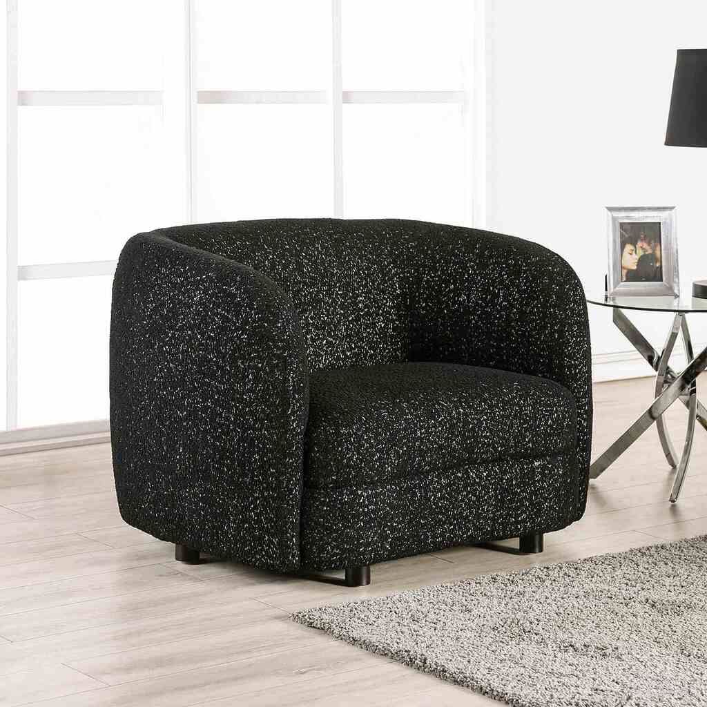 The appearance of Versoix Chair In Black designed by Furniture of America in the modern / contemporary interior design. This black piece of furniture was selected by 1StopBedrooms from Versoix Collection to add a touch of cosiness and style into your home. Sku: FM61003BK-CH. Material: Boucle.