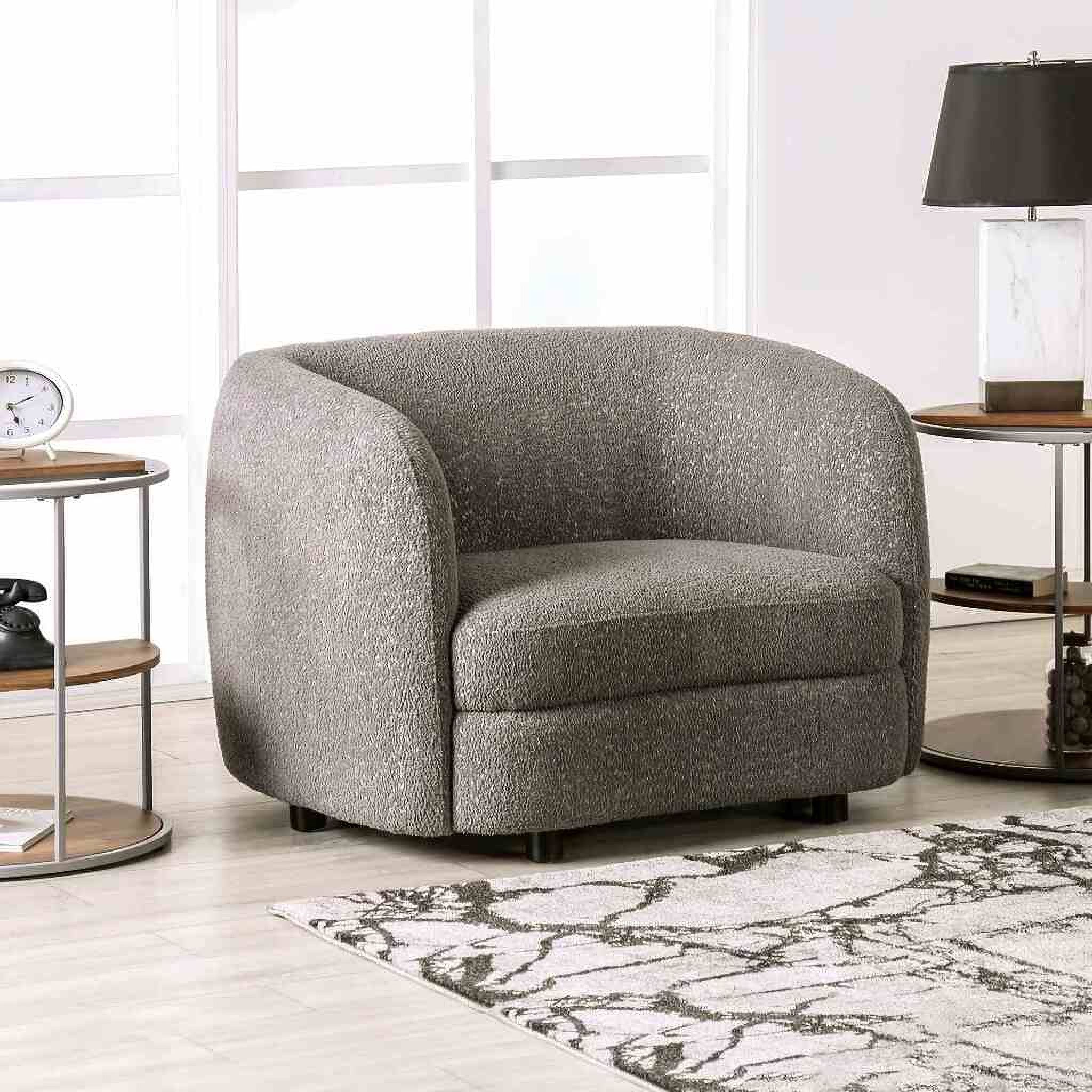 The appearance of Versoix Chair In Charcoal Gray designed by Furniture of America in the modern / contemporary interior design. This charcoal gray piece of furniture was selected by 1StopBedrooms from Versoix Collection to add a touch of cosiness and style into your home. Sku: FM61003GY-CH. Material: Boucle.