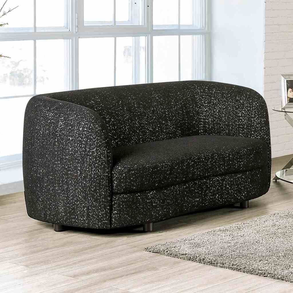 The appearance of Versoix Loveseat In Black designed by Furniture of America in the modern / contemporary interior design. This black piece of furniture was selected by 1StopBedrooms from Versoix Collection to add a touch of cosiness and style into your home. Sku: FM61003BK-LV. Material: Boucle.