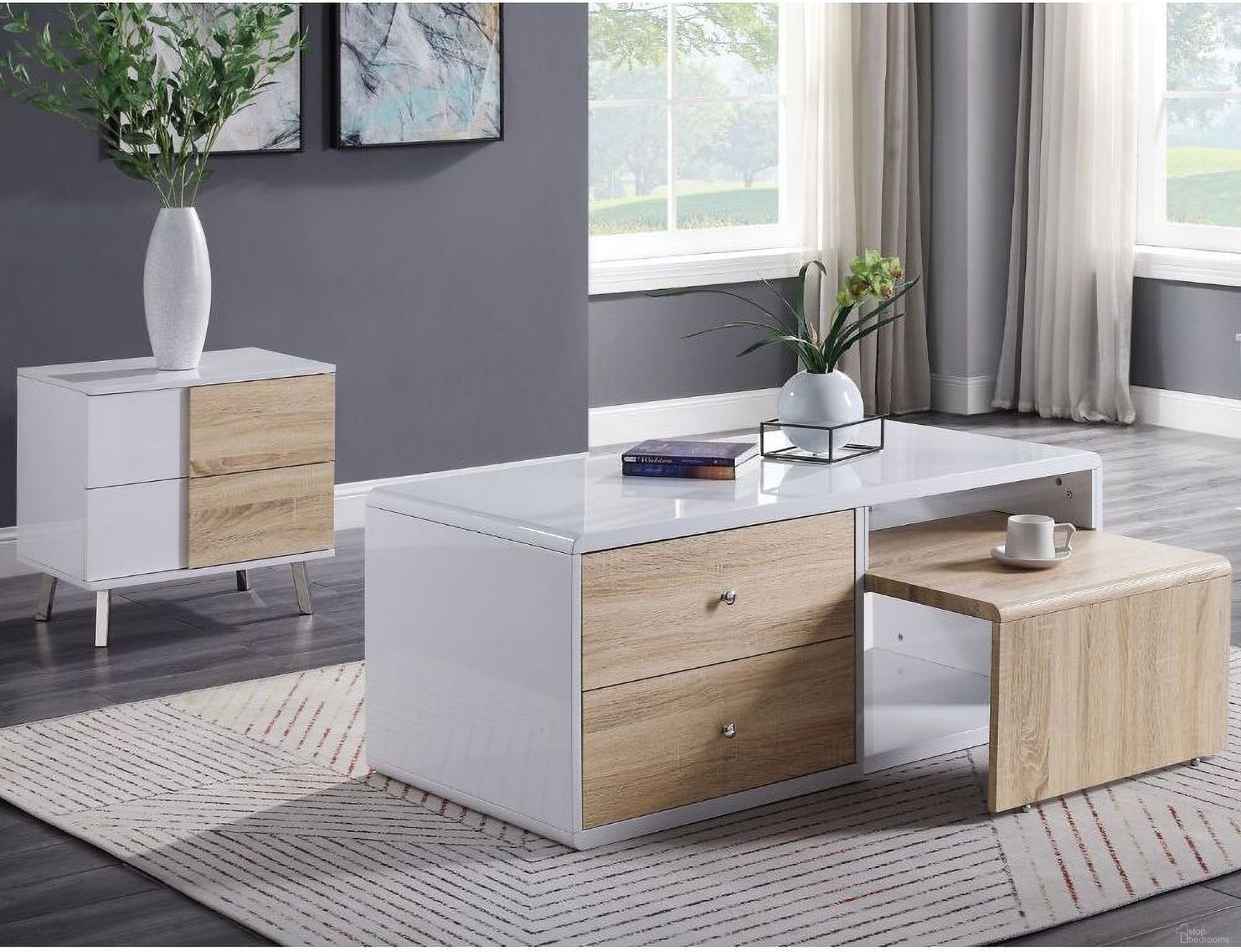 The appearance of Verux Occasional Table Set In White High Gloss designed by ACME in the modern / contemporary interior design. This white high gloss piece of furniture was selected by 1StopBedrooms from Verux Collection to add a touch of cosiness and style into your home. Sku: 84930;84932. Material: Wood.