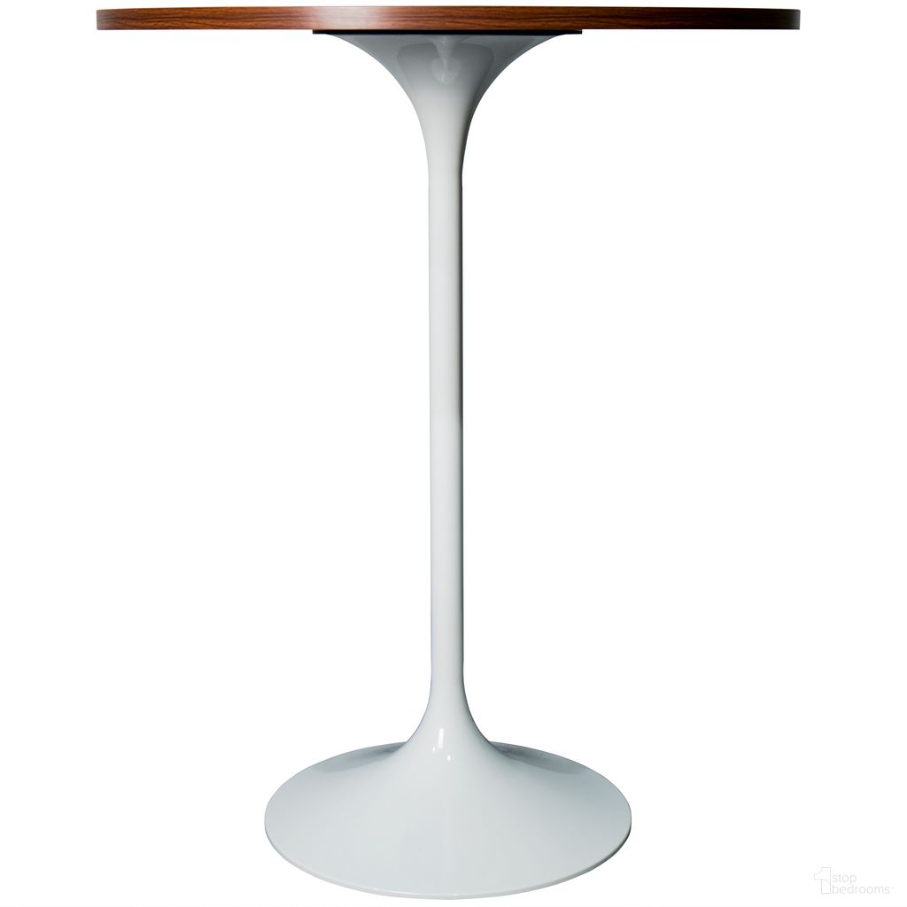 Verve 27 Inch Round Bar Height Table with MDF Top In White and Cognac Brown