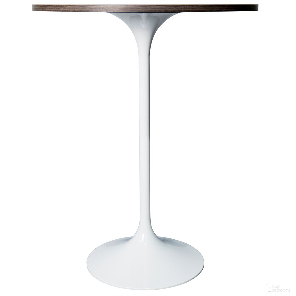 Verve 27 Inch Round Bar Height Table with MDF Top In White and Dark Walnut