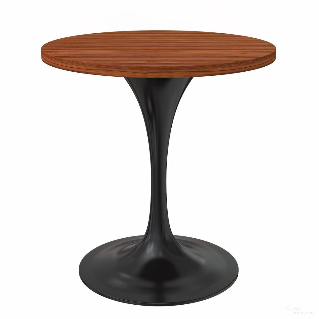 The appearance of Verve 27 Inch Round Dining Table with MDF Top In Black and Cognac Brown designed by LeisureMod in the modern / contemporary interior design. This black/cognac brown piece of furniture  was selected by 1StopBedrooms from Verve Collection to add a touch of cosiness and style into your home. Sku: VT20BL-27CBR. Table Base Style: Pedestal. Table Top Shape: Round. Material: MDF. Size: 27".