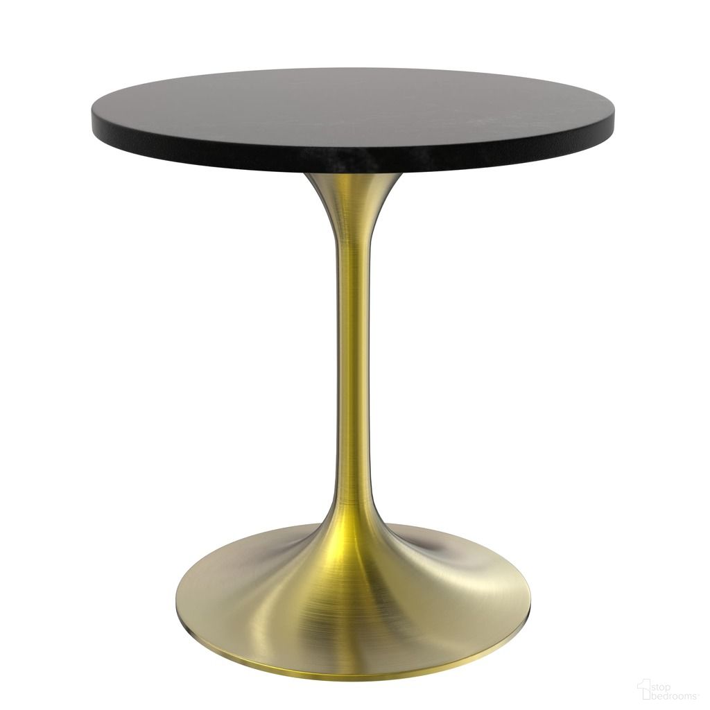Verve 27 Inch Round Dining Table with MDF Top In Gold and Black