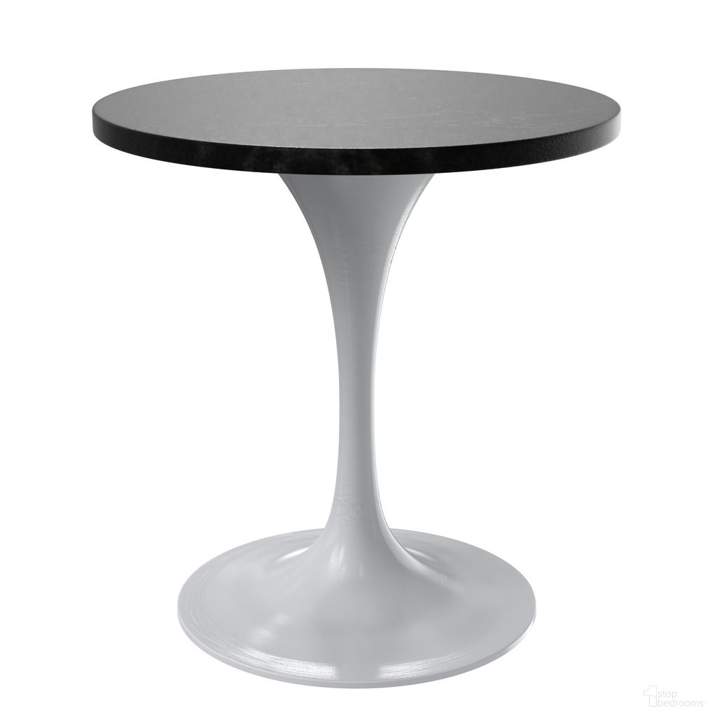 The appearance of Verve 27 Inch Round Dining Table with MDF Top In White and Black designed by LeisureMod in the modern / contemporary interior design. This white/black piece of furniture  was selected by 1StopBedrooms from Verve Collection to add a touch of cosiness and style into your home. Sku: VT20W-27BLM. Table Base Style: Pedestal. Table Top Shape: Round. Material: MDF. Size: 27".