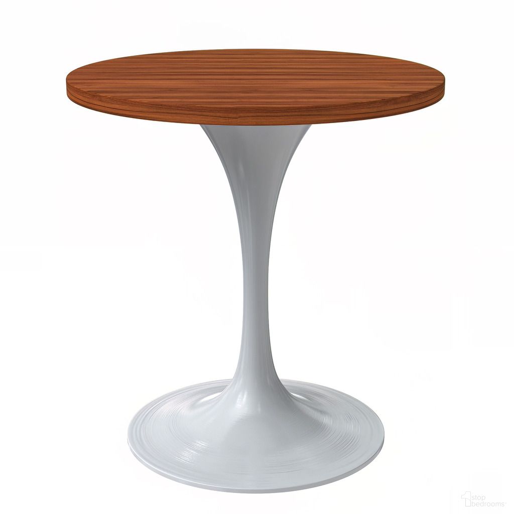 The appearance of Verve 27 Inch Round Dining Table with MDF Top In White and Cognac Brown designed by LeisureMod in the modern / contemporary interior design. This white/cognac brown piece of furniture  was selected by 1StopBedrooms from Verve Collection to add a touch of cosiness and style into your home. Sku: VT20W-27CBR. Table Base Style: Pedestal. Table Top Shape: Round. Material: MDF. Size: 27".