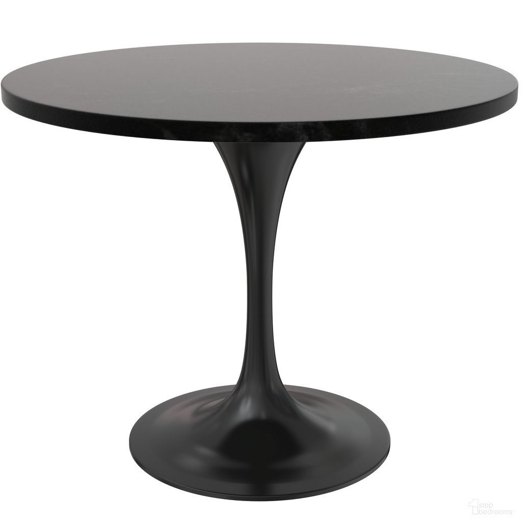 The appearance of Verve 36 Inch Round Dining Table with MDF Top In Black designed by LeisureMod in the modern / contemporary interior design. This black piece of furniture  was selected by 1StopBedrooms from Verve Collection to add a touch of cosiness and style into your home. Sku: VT20BL-36BLM. Table Base Style: Pedestal. Table Top Shape: Round. Material: MDF. Size: 36".