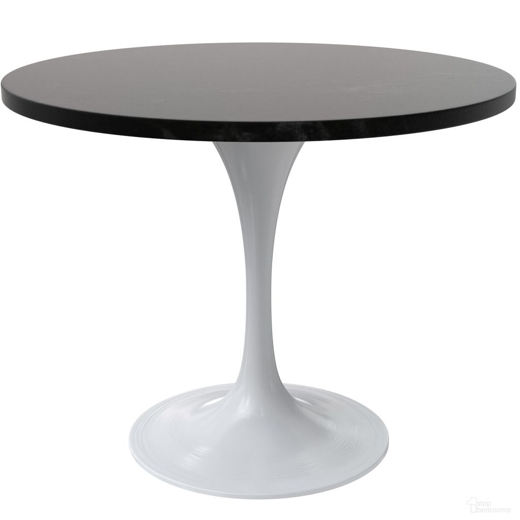 The appearance of Verve 36 Inch Round Dining Table with MDF Top In White and Black designed by LeisureMod in the modern / contemporary interior design. This white/black piece of furniture  was selected by 1StopBedrooms from Verve Collection to add a touch of cosiness and style into your home. Sku: VT20W-36BLM. Table Base Style: Pedestal. Table Top Shape: Round. Material: MDF. Size: 36".