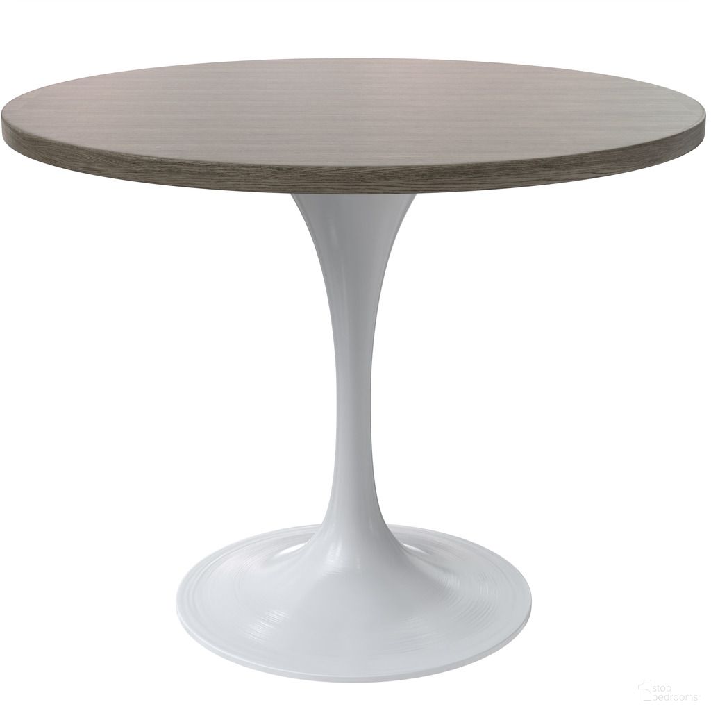 The appearance of Verve 36 Inch Round Dining Table with MDF Top In White and Dark Maple designed by LeisureMod in the modern / contemporary interior design. This white/dark maple piece of furniture  was selected by 1StopBedrooms from Verve Collection to add a touch of cosiness and style into your home. Sku: VT20W-36DBR. Table Base Style: Pedestal. Table Top Shape: Round. Material: MDF. Size: 36".