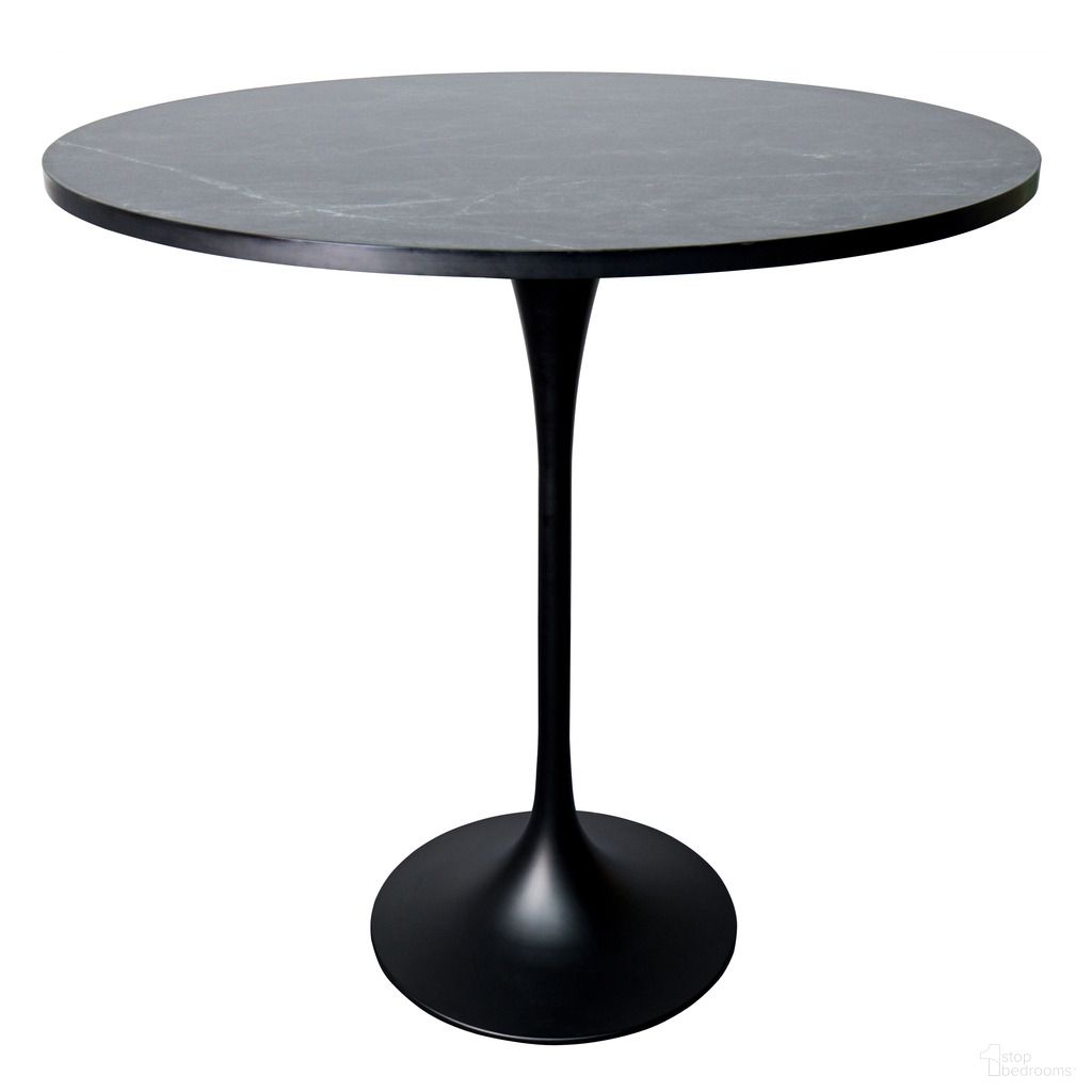 The appearance of Verve 48 Inch Round Bar Height Table with Marbelized MDF Top In Black designed by LeisureMod in the modern / contemporary interior design. This black marbleized piece of furniture  was selected by 1StopBedrooms from Verve Collection to add a touch of cosiness and style into your home. Sku: VT43BL-48BLM. Table Base Style: Pedestal. Table Top Shape: Round. Material: MDF. Size: 47".