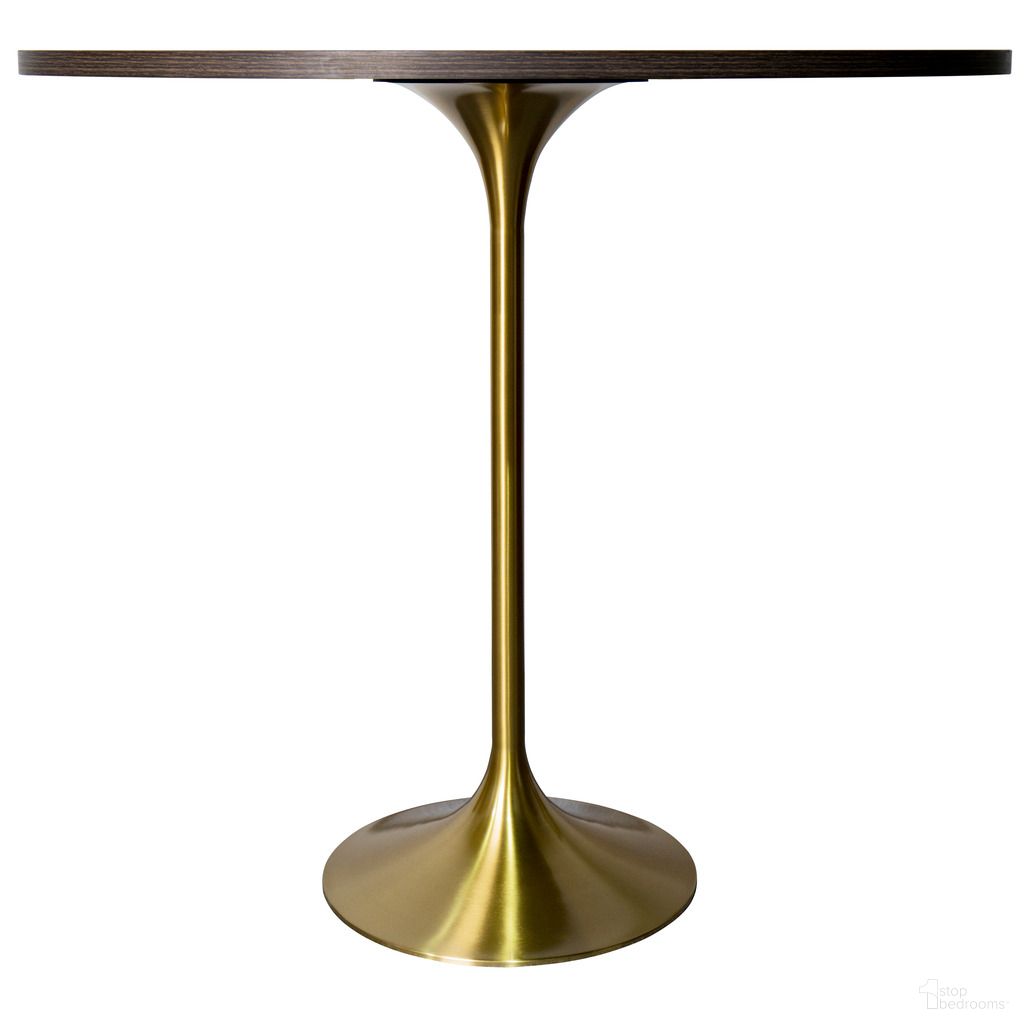 The appearance of Verve 48 Inch Round Bar Height Table with MDF Top In Gold and Dark Walnut designed by LeisureMod in the modern / contemporary interior design. This gold/dark walnut piece of furniture  was selected by 1StopBedrooms from Verve Collection to add a touch of cosiness and style into your home. Sku: VT43BG-48DBR. Table Base Style: Pedestal. Table Top Shape: Round. Material: MDF. Size: 47".