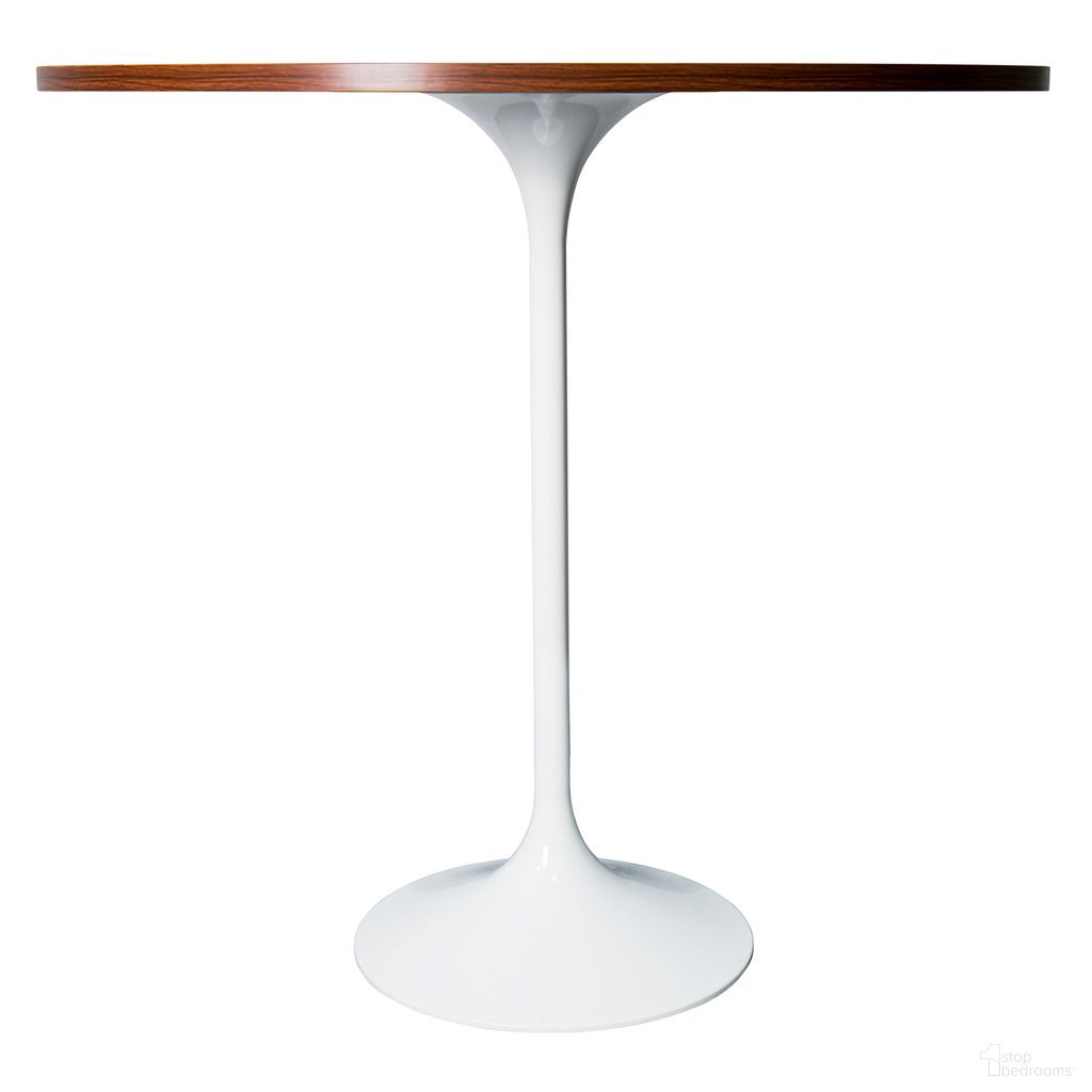The appearance of Verve 48 Inch Round Bar Height Table with MDF Top In White and Cognac Brown designed by LeisureMod in the modern / contemporary interior design. This white/cognac brown piece of furniture  was selected by 1StopBedrooms from Verve Collection to add a touch of cosiness and style into your home. Sku: VT43W-48CBR. Table Base Style: Pedestal. Table Top Shape: Round. Material: MDF. Size: 47".