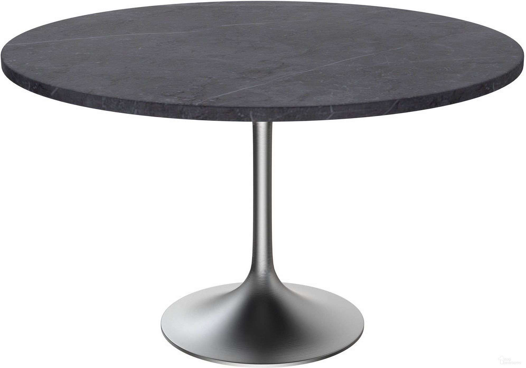 The appearance of Verve 48 Inch Round Dining Table In Grey and Chrome designed by LeisureMod in the modern / contemporary interior design. This grey and chrome piece of furniture  was selected by 1StopBedrooms from Verve Collection to add a touch of cosiness and style into your home. Sku: VT23BS-48GRS. Table Base Style: Pedestal. Table Top Shape: Round. Material: Stainless Steel. Size: 48".