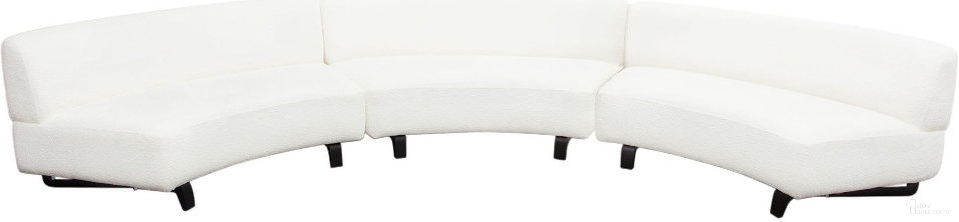 The appearance of Vesper 3Pc Modular Curved Armless Sofa In Faux White Shearling With Black Wood Leg Base designed by Diamond Sofa in the modern / contemporary interior design. This white piece of furniture  was selected by 1StopBedrooms from Vesper Collection to add a touch of cosiness and style into your home. Sku: VESPERASWH;VESPERASWH;VESPERASWH. Material: Fabric.