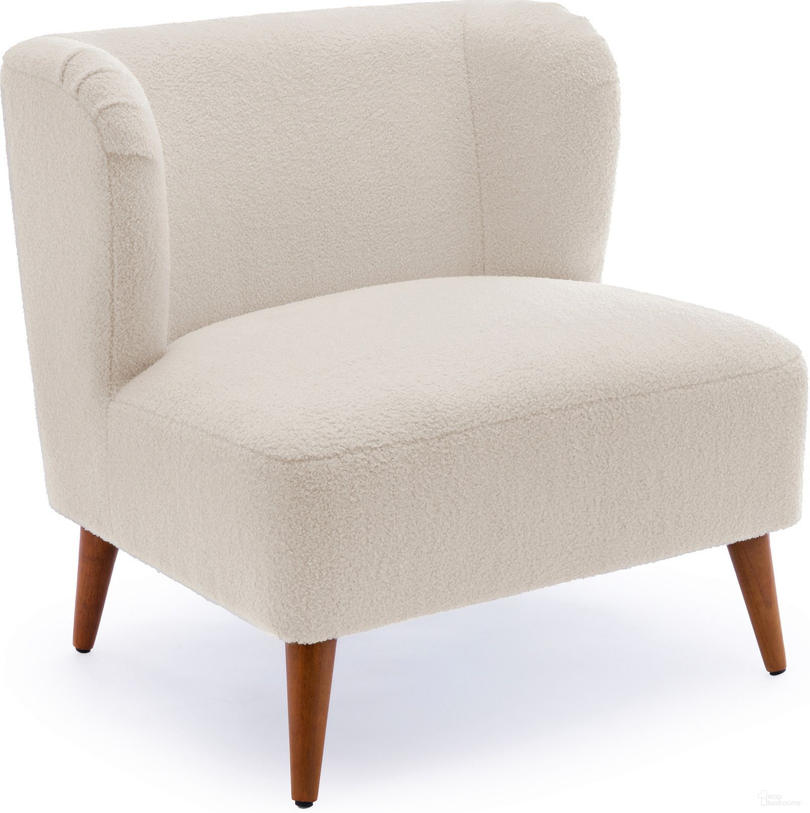The appearance of Vesper Boucle Accent Chair In Milky White designed by Comfort Pointe in the modern / contemporary interior design. This milky white piece of furniture was selected by 1StopBedrooms from Vesper Collection to add a touch of cosiness and style into your home. Sku: 8012-06. Material: Boucle.