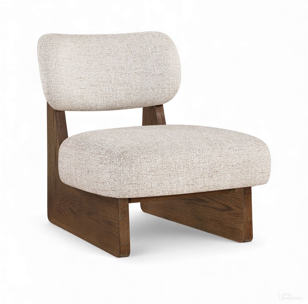 The appearance of Vetra Linen Textured Fabric Upholstered Accent Chair In Beige designed by Meridian in the modern / contemporary interior design. This beige piece of furniture  was selected by 1StopBedrooms from Vetra Collection to add a touch of cosiness and style into your home. Sku: 33013Beige. Material: Foam.