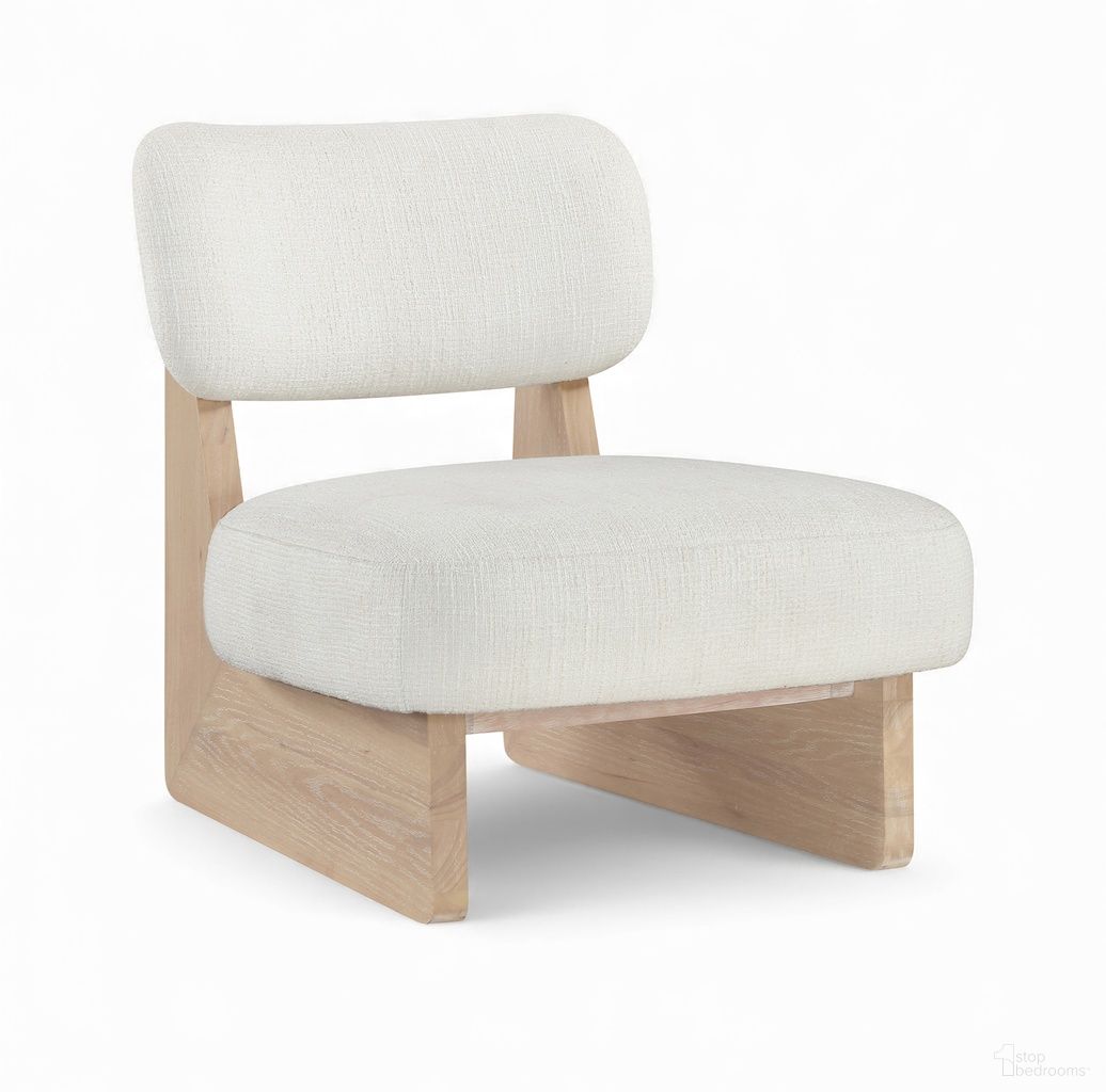 The appearance of Vetra Linen Textured Fabric Upholstered Accent Chair In Cream designed by Meridian in the modern / contemporary interior design. This cream piece of furniture  was selected by 1StopBedrooms from Vetra Collection to add a touch of cosiness and style into your home. Sku: 33012Cream. Material: Foam.