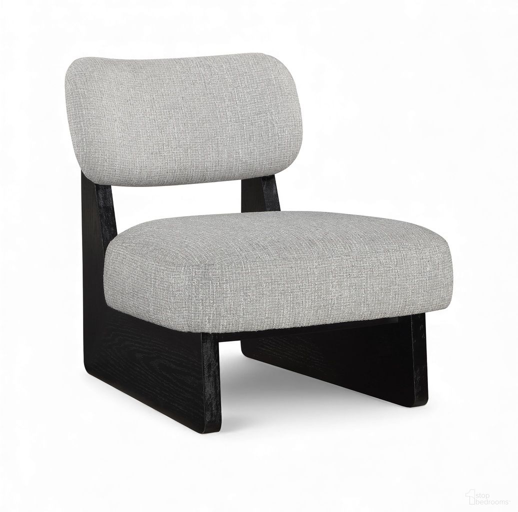 Vetra Linen Textured Fabric Upholstered Accent Chair In Grey