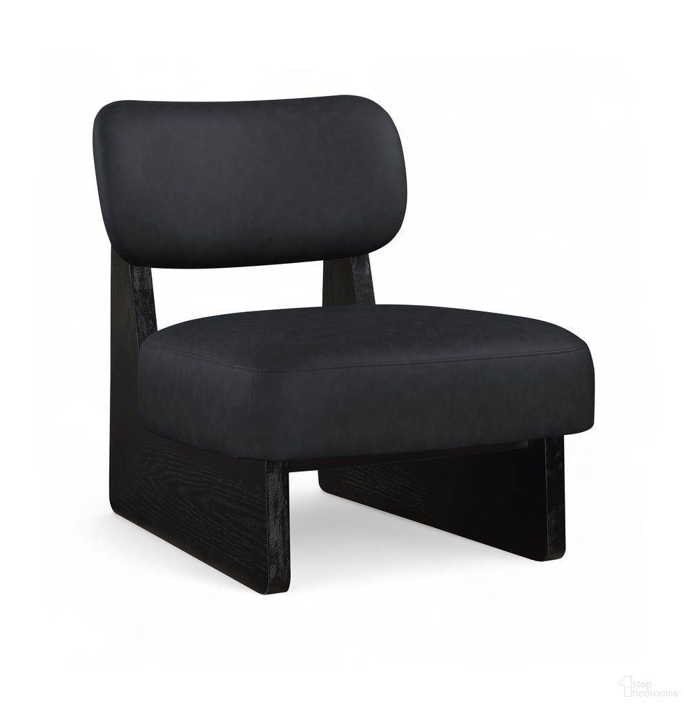 The appearance of Vetra Vegan Leather Upholstered Accent Chair In Black designed by Meridian in the modern / contemporary interior design. This black piece of furniture was selected by 1StopBedrooms from Vetra Collection to add a touch of cosiness and style into your home. Sku: 33020Black. Material: Foam.