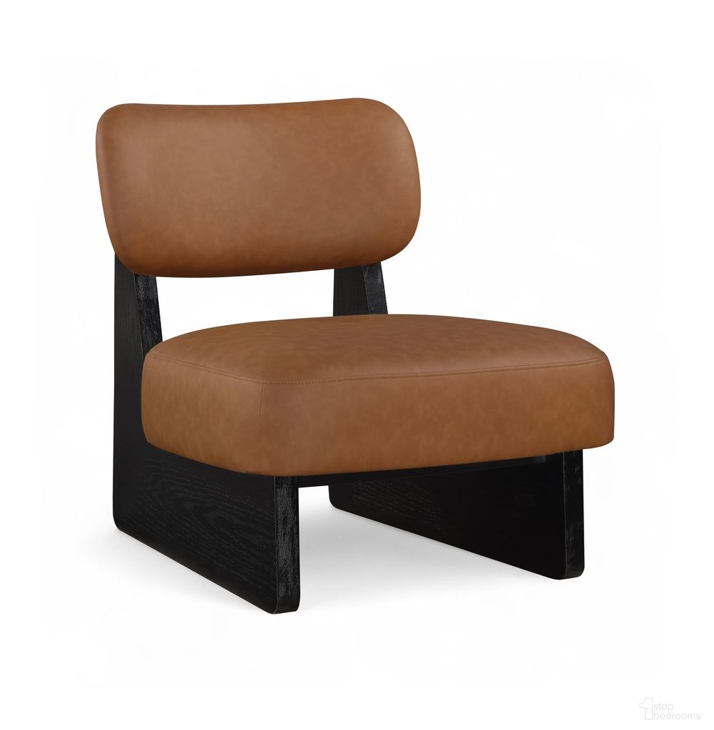 The appearance of Vetra Vegan Leather Upholstered Accent Chair In Cognac designed by Meridian in the modern / contemporary interior design. This cognac piece of furniture  was selected by 1StopBedrooms from Vetra Collection to add a touch of cosiness and style into your home. Sku: 33020Cognac. Material: Foam.