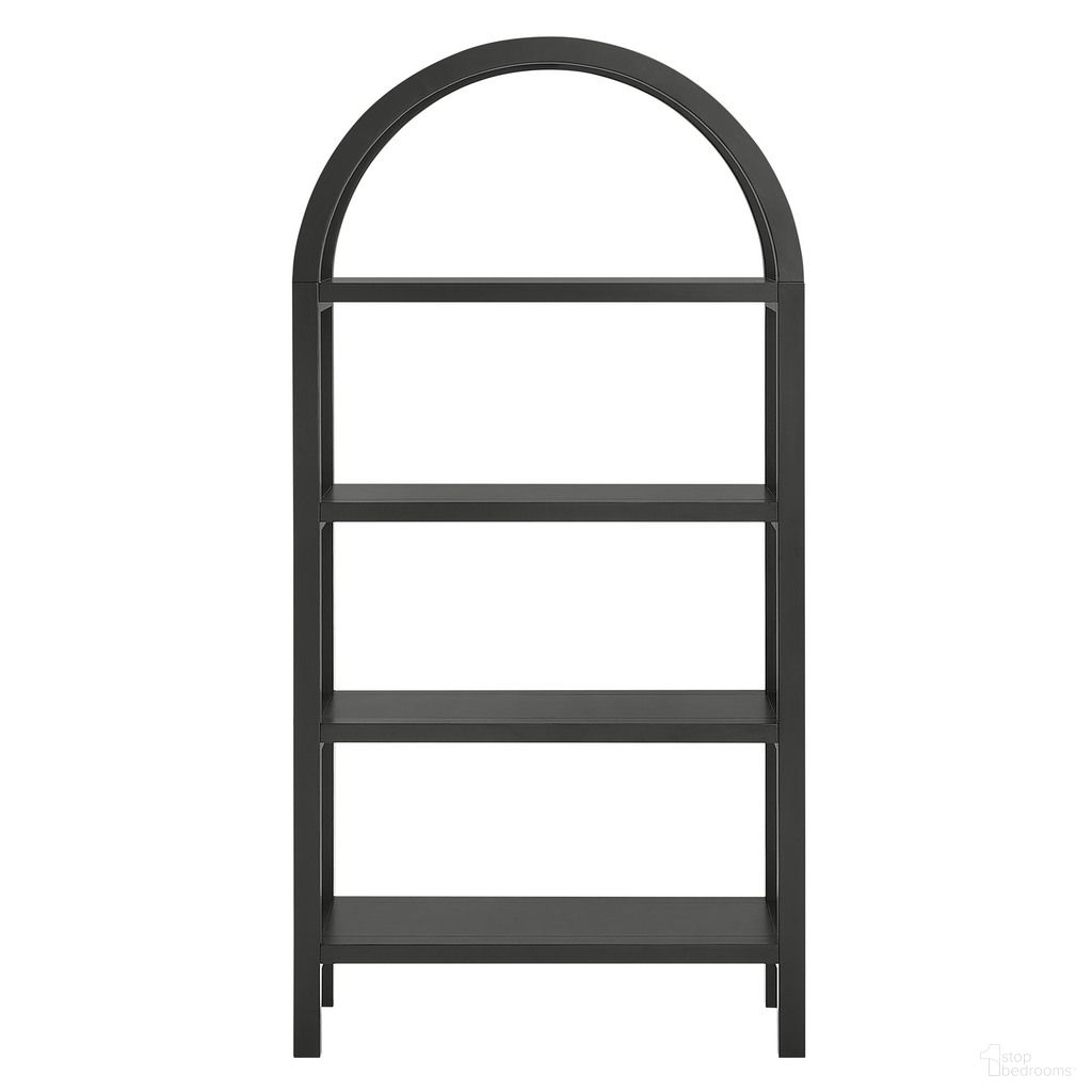 The appearance of Vexley 60 Inch Arched Bookshelf In Black designed by Modway in the modern / contemporary interior design. This black piece of furniture  was selected by 1StopBedrooms from Vexley Collection to add a touch of cosiness and style into your home. Sku: EEI-7317-BLK. Material: Solid Wood.